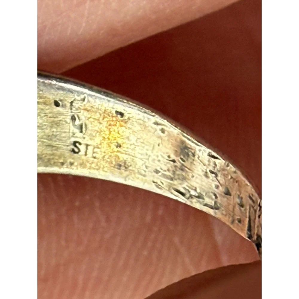 VTG Sterling Silver Turquoise Coral Inlay Native‎ American Ring Sz 8.25 Broken